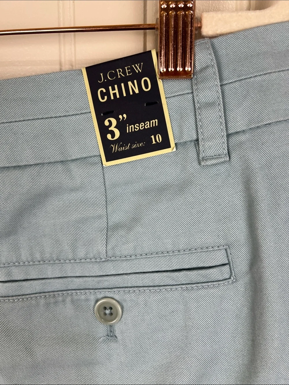NWT J Crew 100% Cotton Chino Shorts Light Blue Size 10